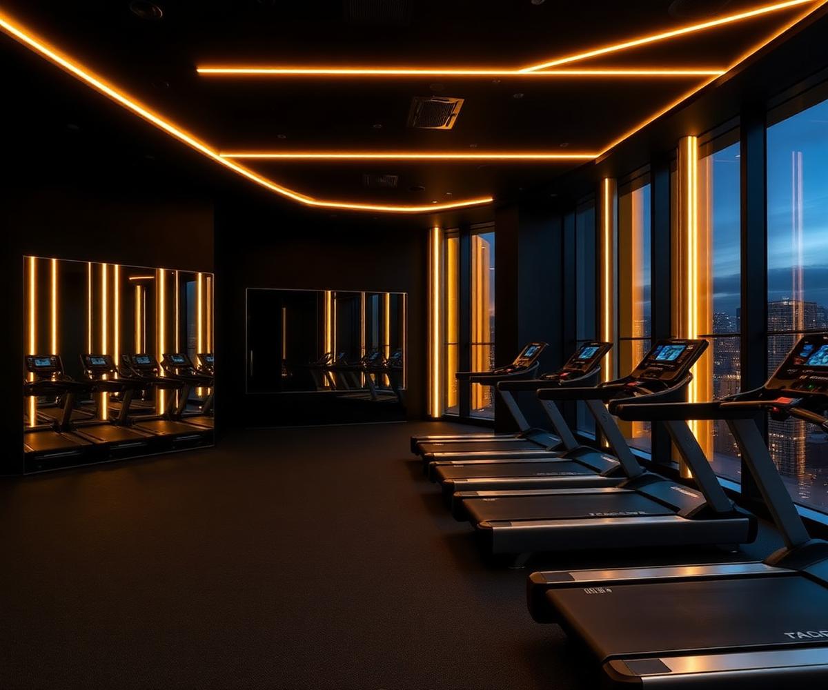 Khu cardio MEGYM với dàn máy chạy hiện đại nhìn ra thành phố